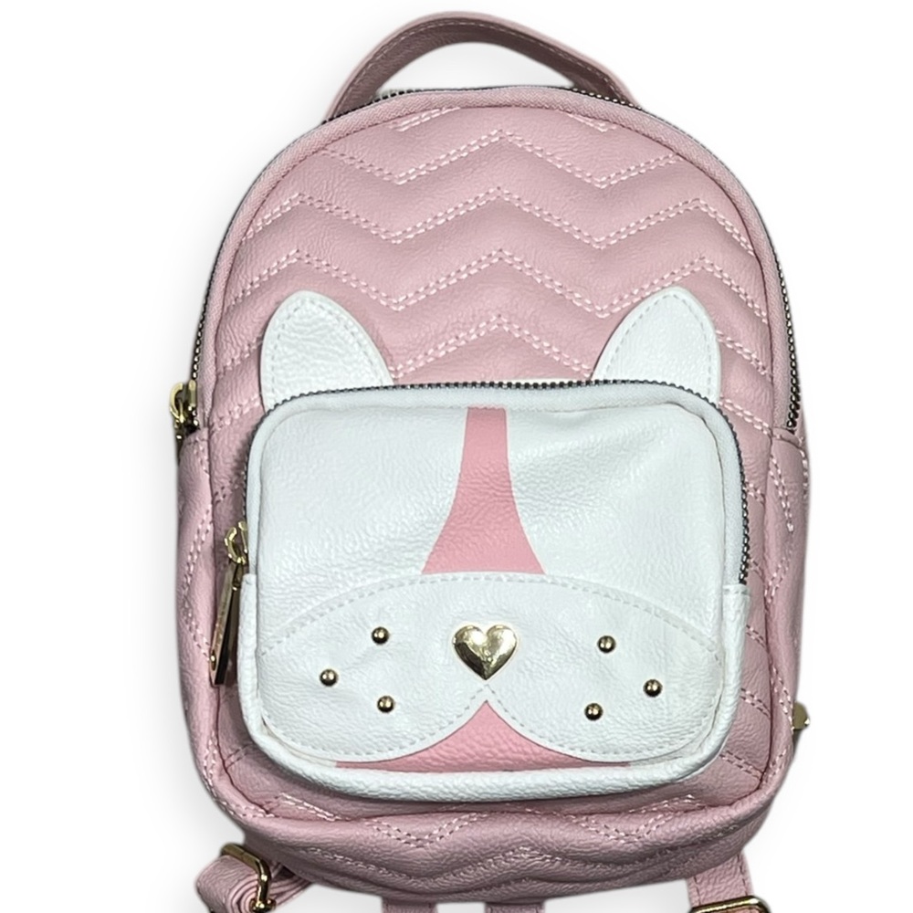 Betsey Johnson Pink And White Mini Dog Backpack